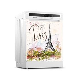 Tilki Dünyası 0061 Paris Desenli Bulaşık Makinesi Kapak Sticker