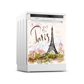 Tilki Dünyası 0061 Paris Desenli Bulaşık Makinesi Kapak Sticker