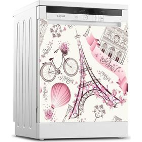Tilki Dünyası 0064 Paris Desenli Bulaşık Makinesi Kapak Sticker