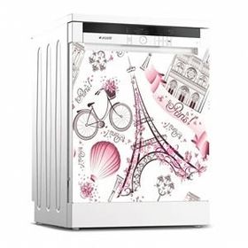 Tilki Dünyası 0064 Paris Desenli Bulaşık Makinesi Kapak Sticker