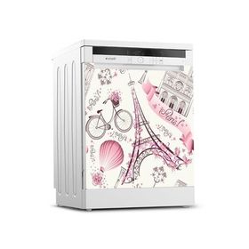 Tilki Dünyası 0064 Paris Desenli Bulaşık Makinesi Kapak Sticker