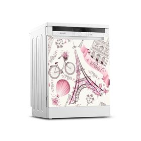 Tilki Dünyası 0064 Paris Desenli Bulaşık Makinesi Kapak Sticker