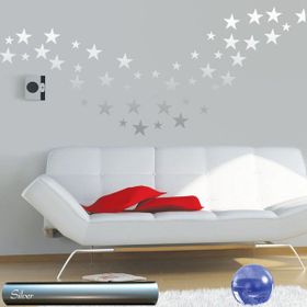 Tilki Dünyası 150 Adet Gümüş Yıldız Set Bebek ve Çocuk Odası Duvar Stickerı