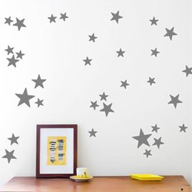 Tilki Dünyası 66 Adet Koyu Gri Yıldızlar Çocuk ve Bebek Odası Duvar Stickerı