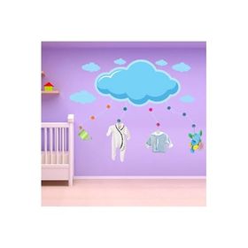 Tilki Dünyası 74081 Mavi Dev Bulut ve Bulutcuklar Duvar Sticker