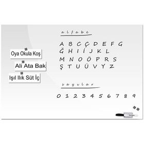 Tilki Dünyası Beyaz Temperli 60x90 cm Dekoratif Cam Yazı Tahtası