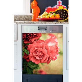 Tilki Dünyası BLSK000040 Açmış Pembe Güller Bulaşık Makinası Kapak Stickerı