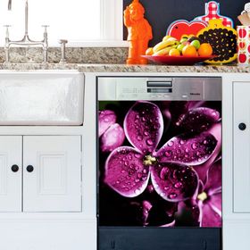 Tilki Dünyası BLSK000048 Su Damlası ve Çiçek Bulaşık Makinası Kapak Stickerı