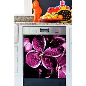 Tilki Dünyası BLSK000048 Su Damlası ve Çiçek Bulaşık Makinası Kapak Stickerı