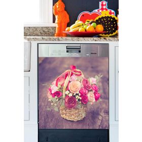 Tilki Dünyası BLSK000051 Sepette Çiçekler Bulaşık Makinası Kapak Stickerı