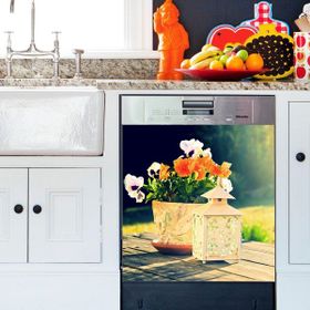 Tilki Dünyası BLSK000060 Saksıda Çiçekler Bulaşık Makinası Kapak Stickerı