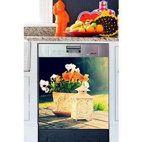 Tilki Dünyası BLSK000060 Saksıda Çiçekler Bulaşık Makinası Kapak Stickerı