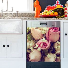 Tilki Dünyası BLSK000062 Gonca Güller Bulaşık Makinası Kapak Stickerı