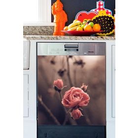 Tilki Dünyası BLSK000071 Pembe Eskitilmiş Gül Bulaşık Makinası Kapak Stickerı