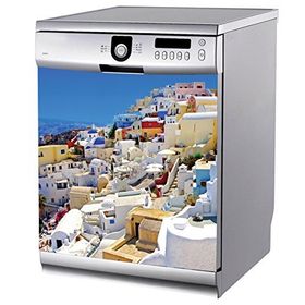 Tilki Dünyası BLSK0008 Santorini Manzarası Bulaşık Makinası Stickerı
