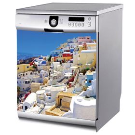Tilki Dünyası BLSK0008 Santorini Manzarası Bulaşık Makinası Stickerı