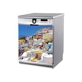 Tilki Dünyası BLSK0008 Santorini Manzarası Bulaşık Makinası Stickerı