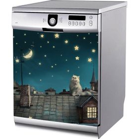 Tilki Dünyası BLSK0013 Gökyüzü Seyreden Kedi Bulaşık Makinası Stickerı