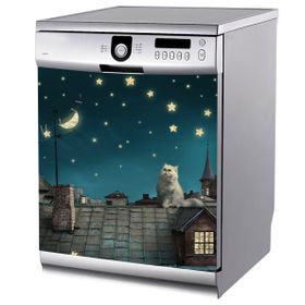 Tilki Dünyası BLSK0013 Gökyüzü Seyreden Kedi Bulaşık Makinası Stickerı