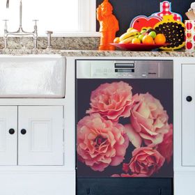Tilki Dünyası Büyüleyici Pembe Güller Bulaşık Makinası Kapak Stickerı