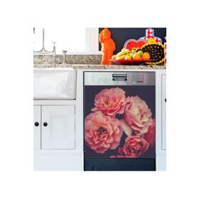 Tilki Dünyası Büyüleyici Pembe Güller Bulaşık Makinası Kapak Stickerı