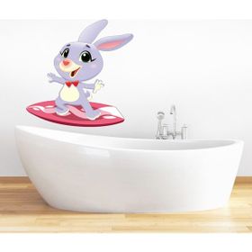 Tilki Dünyası DSKBN00021 Sörf Yapan Tavşan Banyo ve Duşakabin Sticker