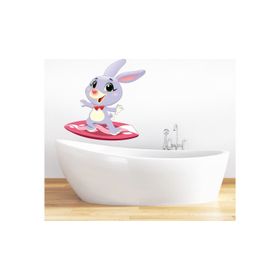 Tilki Dünyası DSKBN00021 Sörf Yapan Tavşan Banyo ve Duşakabin Sticker