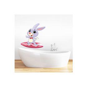 Tilki Dünyası DSKBN00021 Sörf Yapan Tavşan Banyo ve Duşakabin Sticker