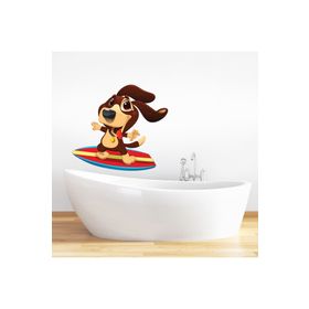 Tilki Dünyası DSKBN00022 Sörf Yapan Köpek Banyo ve Duşakabin Sticker