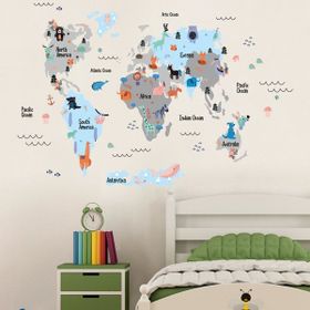 Tilki Dünyası Dünya Haritası Dünya Atlası Çocuk ve Bebek Duvar Sticker