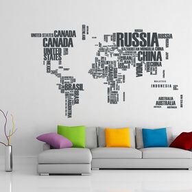 Tilki Dünyası Dünya Haritası Ülke Adları XL Dünya Ülkeleri Atlas Dekoratif Duvar Stickerı