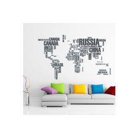 Tilki Dünyası Dünya Haritası Ülke Adları XL Dünya Ülkeleri Atlas Dekoratif Duvar Stickerı