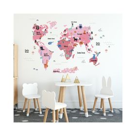 Tilki Dünyası Eğitici Renkli Dünya Haritası Dünya Atlası Çocuk ve Bebek Duvar Sticker