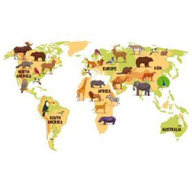 Tilki Dünyası Eğitici Renkli Dünya Haritası Dünya Atlası Çocuk ve Bebek Duvar Sticker