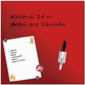Tilki Dünyası Kırmızı Temperli 35X35 cm Dekoratif Cam Yazı Tahtası