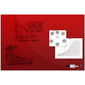 Tilki Dünyası Kırmızı Temperli 60x90 cm Dekoratif Cam Yazı Tahtası
