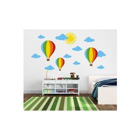 Tilki Dünyası Renkli Uçan Balonlar Bulutlar Güneş Çocuk Odası Duvar Stickerı