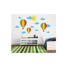 Tilki Dünyası Renkli Uçan Balonlar Bulutlar Güneş Çocuk Odası Duvar Stickerı