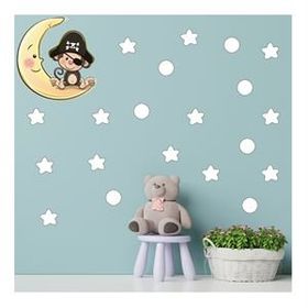 Tilki Dünyası S0020 ST Ay Üzerindeki Korsan Maymun Duvar Sticker