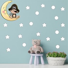 Tilki Dünyası S0020 ST Ay Üzerindeki Korsan Maymun Duvar Sticker
