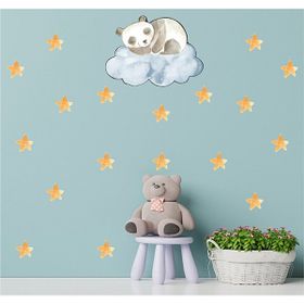Tilki Dünyası S0119 ST Mavi Bulut Üzerinde Uyuyan Panda Çocuk Odası Duvar Sticker