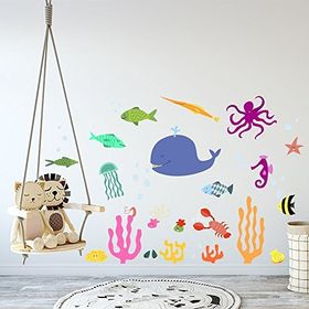 Tilki Dünyası Sualtı Dünyasında Yaşam Dekoratif Çocuk Odası Duvar Stickerı