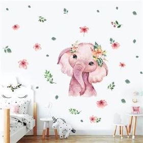 Tilki Dünyası T0356 ST Sevimli Pembe Fil Çocuk Odası Duvar Sticker