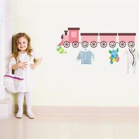 Tilki Dünyası TILKI-74073 Pembe Tren Askılık Duvar Sticker