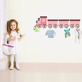 Tilki Dünyası TILKI-74073 Pembe Tren Askılık Duvar Sticker