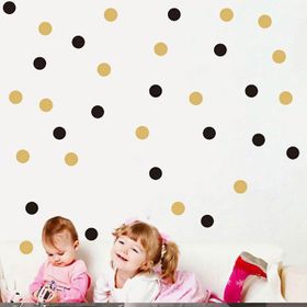 Tilki Dünyası TILKI-75147 132 Adet Siyah ve Altın Rengi Puantiyeler Bebek ve Çocuk Odası Duvar Sticker