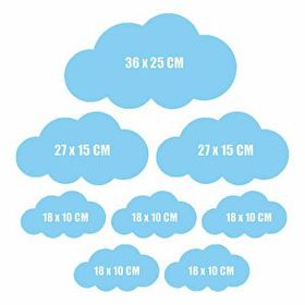 Tilki Dünyası TILKI-76292 8 Adet Mavi Renk Bulut Duvar Stickerı