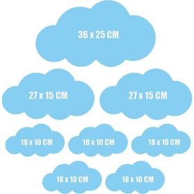 Tilki Dünyası TILKI-76292 8 Adet Mavi Renk Bulut Duvar Stickerı