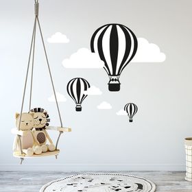 Tilki Dünyası Uçan Balonlar Siyah Beyaz Taraftar Bebek ve Çocuk Odası Sticker