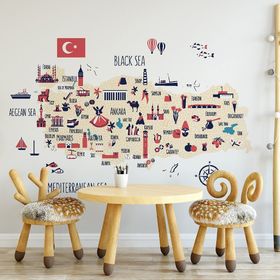 Tilki Dünyası WALLST0041 Eğitici Türkiye Haritası Bebek ve Çocuk Odası Duvar Sticker